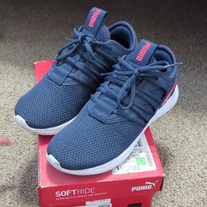 Puma SoftRide Navy and Red Sneakers